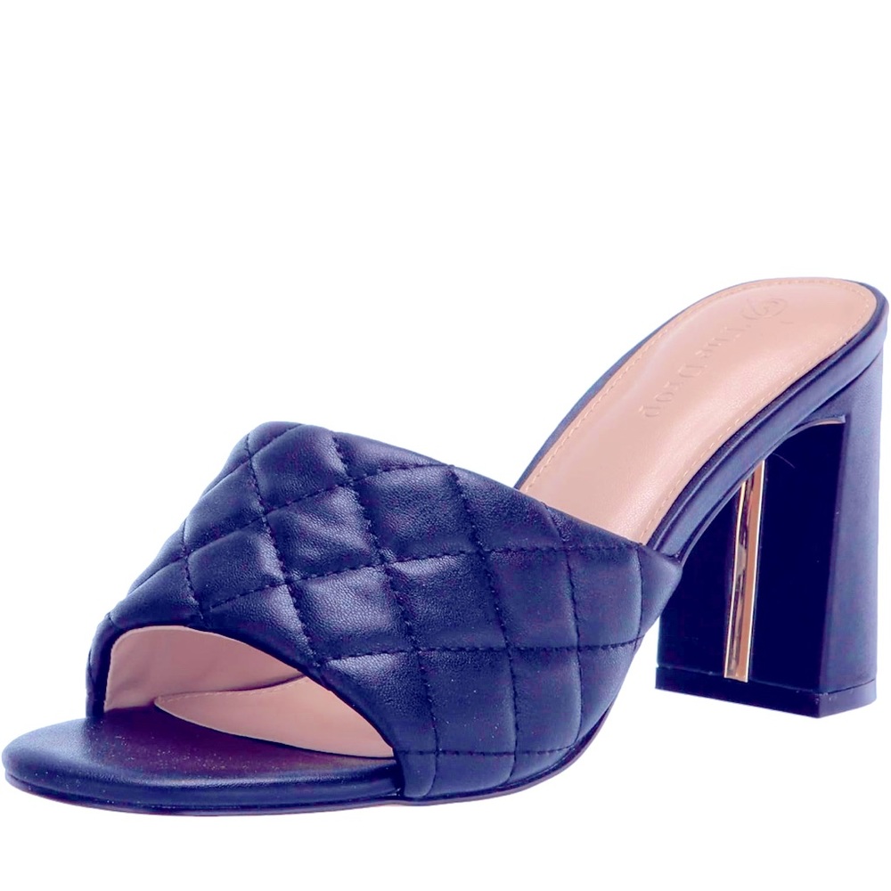 The Drop Pattie Block Heel Mule Sandal